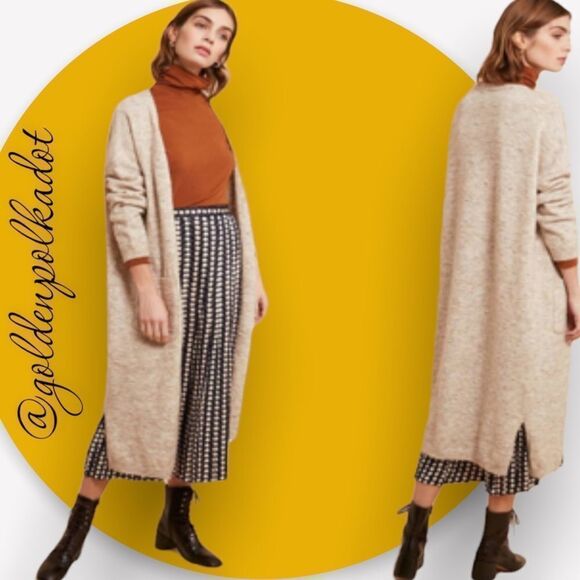 Frnch Paris Long pocketed open cardigan Mocha Mousse shacket S/M oversized NWT - Picture 10 of 10